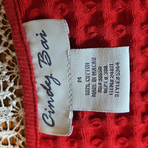 Vintage Cindy Bai Thick Waffle Knit Button- Up Cardigan With Front Pockets - Picture 4 of 11